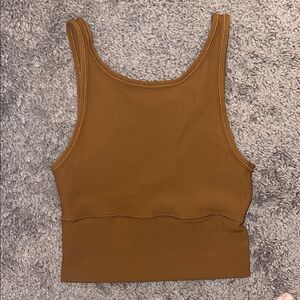Lululemon Athletica Brown Sleeveless Fitted Crop Tank Top